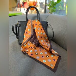 Metrocity Polka Dot Multicolor Silk Scarf/Hair Wrap/Neck Scarf- Size 20”x21”